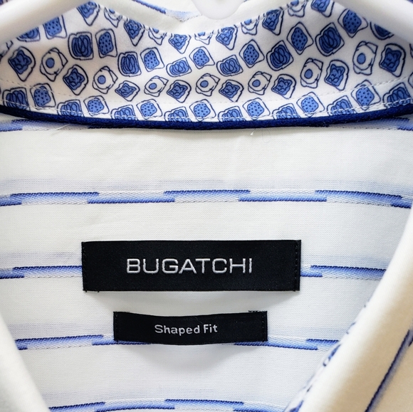 Bugatchi Long Sleeve Button Front Shirt, Size Large - Fitted Shape - Picture 3 of 5